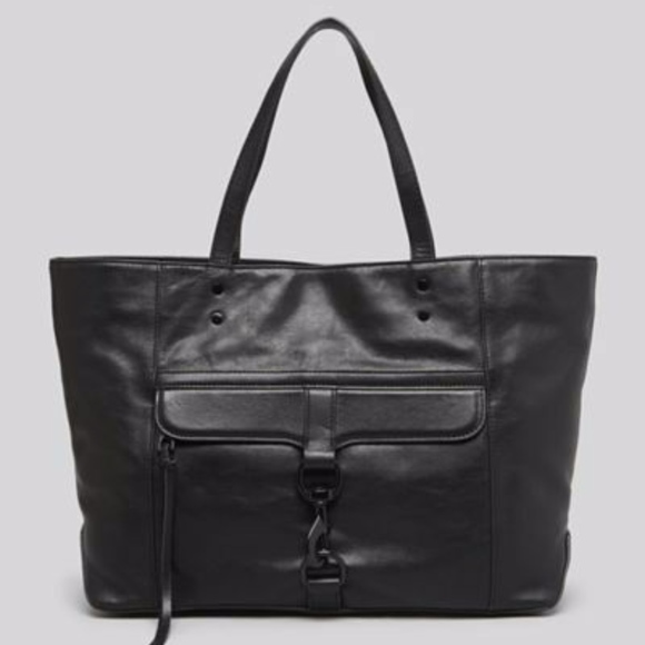 NWT $325 Rebecca Minkoff 'Bowery' Leather Tote in Black with Black Hardware! - Picture 1 of 7